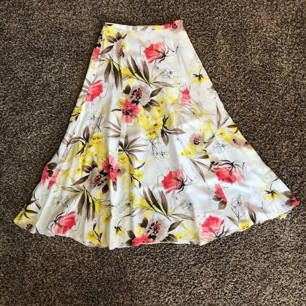 100% Silk Allison Summer Pink and Cream Skirt,  Small